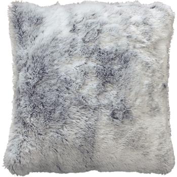 Cuscino decorativo soffice 45x45 cm - Fodera effetto pelliccia morbidissima, Finta pelliccia grigia, fodera rimovibile - Morbido, caldo e di facile manutenzione