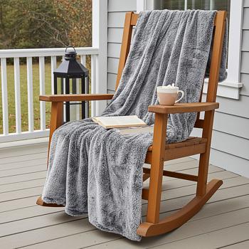 Preview: Couverture ultra douce au luxueux effet fourrure, 180 x 220 cm, gris – idéale pour des moments cocooning sur le canapé ou comme couvre-lit