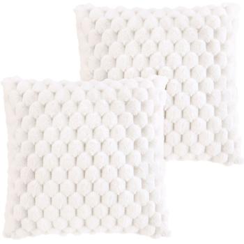 2er-Set Luxuriöses Sofakissen 45x45 cm - Traumhaft weiches Kuschelkissen in Weiss, Bezug abnehmbar - Weich, warm & pflegeleicht