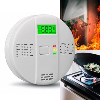 Sicherer CO & Rauchmelder Kombigerät Air-Guard Duo, 85dB. Zuverlässiger Brand- & Kohlenmonoxidalarm mit digitalem LCD, Test- & Stummschaltfunktion