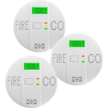 Preview: Lot de 3 détecteurs combinés CO et fumée Air-Guard Duo, 85 dB. Alarme incendie et monoxyde de carbone fiable avec LCD numérique, fonction test et mise en sourdine
