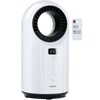 Preview: Elegante termoventilatore a torre 1500W PTC con telecomando, Riscaldatore oscillante senza pale con timer 12h – Per soggiorno e camera da letto o home office