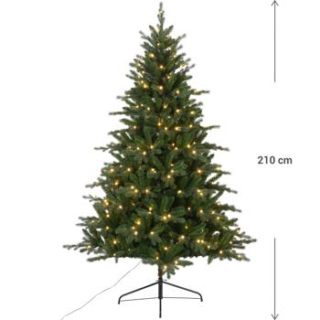 Preview: Albero di Natale LED premium, albero artificiale 210 cm voluminoso e densamente illuminato - albero con 290 luci, pieghevole, decorazione festiva per interni