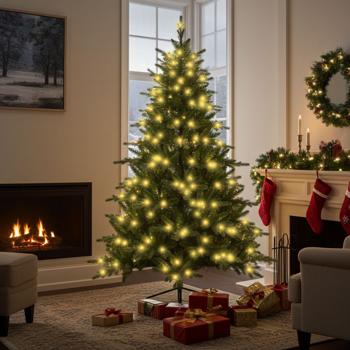 Albero di Natale LED premium, albero artificiale 210 cm voluminoso e densamente illuminato - albero con 290 luci, pieghevole, decorazione festiva per interni