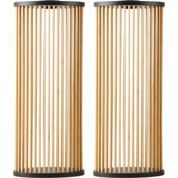 Preview: 2 lanternes solaires élégantes en bambou, 60 cm – éclairage de jardin LED blanc chaud, décoration extérieure parfaite pour terrasse et jardin