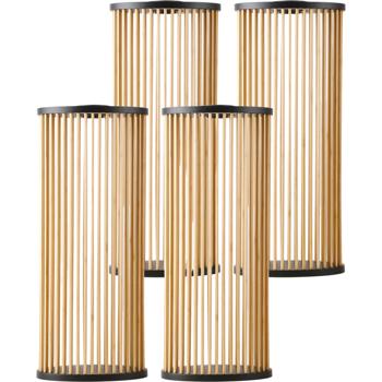 Preview: Set di 4 eleganti lanterne solari in bambù 60 cm – Lampada da giardino LED bianco caldo, la decorazione da esterno perfetta e resistente alle intemperie per terrazza e giardino