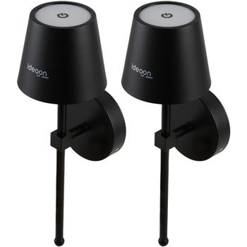 Preview: Set di 2 eleganti applique LED senza fili con telecomando: lampada da parete a batteria dimmerabile nera, ricaricabile via USB con timer e sensore touch