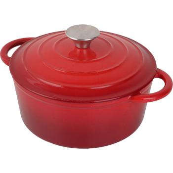 Preview: Casserole en fonte avec couvercle, 22 cm, 2,2 L, rouge – compatible tous feux, dont induction – passe au four – matériel professionnel