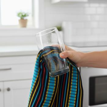 Preview: Set da 20 panni da cucina multiuso 100% cotone: canovaccio altamente assorbente & panno multiuso, turchese-nero - panno da asciugatura robusto per casa e ristorazione