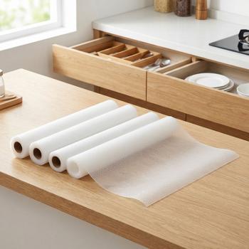 4er Set Antirutschmatte Schublade 50x150cm – Vielseitige Einlegematten für Kühlschrank, Wohnmobil & Küche – Zuschneidbar, BPA-frei, Rutschstopp