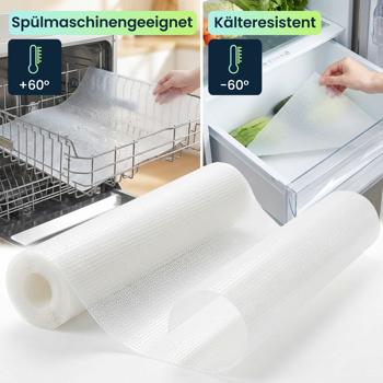 Preview: 4er Set Antirutschmatte Schublade 50x150cm – Vielseitige Einlegematten für Kühlschrank, Wohnmobil & Küche – Zuschneidbar, BPA-frei, Rutschstopp