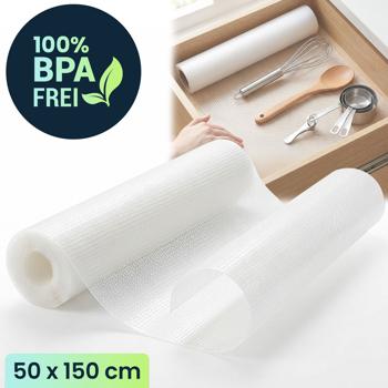 Preview: 4er Set Antirutschmatte Schublade 50x150cm – Vielseitige Einlegematten für Kühlschrank, Wohnmobil & Küche – Zuschneidbar, BPA-frei, Rutschstopp