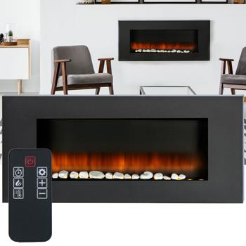 Luxuriöse Wandheizung 2000W – Eleganter elektrischer Kaminofen für Wohnzimmer & Schlafzimmer mit realistischem LED-Flammeneffekt, Thermostat & Timer