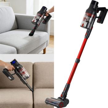 Aspirapolvere ciclonico a batteria per pavimenti 27 kPa, 430 W aspirapolvere manuale senza filo con filtro HEPA, illuminazione LED, tubo telescopico e 4 livelli di aspirazione, contenitore polvere 0,7 l