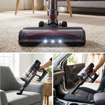 Preview: Aspirapolvere ciclonico a batteria per pavimenti 27 kPa, 430 W aspirapolvere manuale senza filo con filtro HEPA, illuminazione LED, tubo telescopico e 4 livelli di aspirazione, contenitore polvere 0,7 l