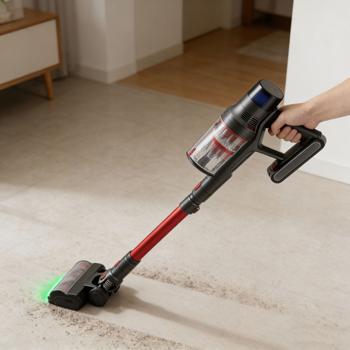 Preview: Aspirapolvere ciclonico a batteria per pavimenti 27 kPa, 430 W aspirapolvere manuale senza filo con filtro HEPA, illuminazione LED, tubo telescopico e 4 livelli di aspirazione, contenitore polvere 0,7 l