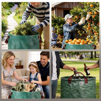 Preview: Sac à déchets verts XXL 500 litres, Ø 79 x 101 cm – sac de jardinage à double fond, pliable, idéal pour déchets végétaux, polypropylène 150 g/m²