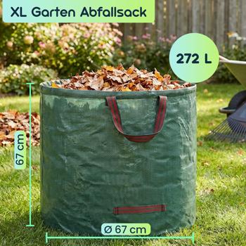 Preview: XL Garten Abfallsack, 272  Liter, Ø 67 x 76 cm - stabile Grünschnittsäcke mit Doppelboden, faltbar, ideal für Grünschnitt, 150gsm Polypropylen