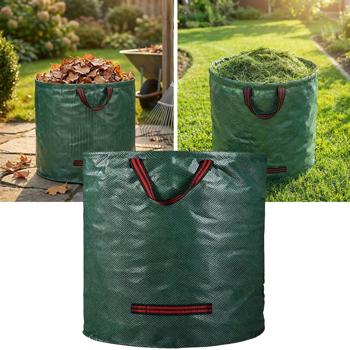 Sac à déchets verts XL 272 litres, Ø 67 x 76 cm – sac de jardinage à double fond, pliable, idéal pour déchets végétaux, polypropylène 150 g/m²