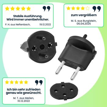 Preview: Fixadapter Typ 11 / Konturenstecker, schwarz – für 2-polige Geräte, kompakt & robust – sicherer Halt, langlebig & ideal für Haushalt und Werkstatt