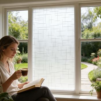 Preview: Pellicola oscurante 3D design a croce per finestre 45 x 200 cm – Pellicola oscurante a adesione statica con protezione UV – Pellicola decorativa riutilizzabile