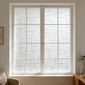 Preview: Pellicola oscurante 3D design a croce per finestre 45 x 200 cm – Pellicola oscurante a adesione statica con protezione UV – Pellicola decorativa riutilizzabile