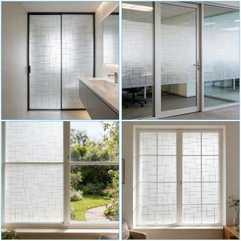 Preview: Pellicola oscurante 3D design a croce per finestre 45 x 200 cm – Pellicola oscurante a adesione statica con protezione UV – Pellicola decorativa riutilizzabile