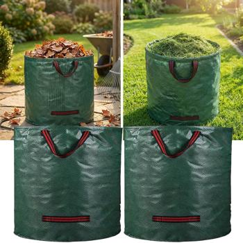 2 sacs à déchets verts XL 272 litres, Ø 67 x 76 cm – sacs de jardinage à double fond, pliables, idéaux pour déchets végétaux, polypropylène 150 g/m²