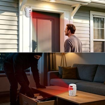 Preview: Système d’alarme PIR avec 2 télécommandes – sirène puissante de 105 dB – protège garage, bureau et pièces – montage facile