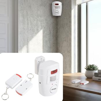 Système d’alarme PIR avec 2 télécommandes – sirène puissante de 105 dB – protège garage, bureau et pièces – montage facile