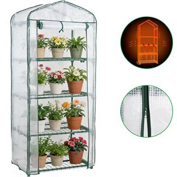 Preview: Serre de jardinage 49 x 69 x 160 cm, 4 niveaux – serre en toile PE 120 g/m² – porte enroulable, structure métallique, système emboîtable idéal pour balcon et jardin