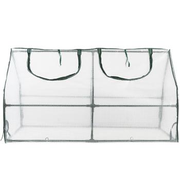 Preview: Serra a film plastico 120x60x60 cm, serra per pomodori con tetto a A, acciaio zincato da 16 mm, telo PE 140 g/m², protezione UV e 2 finestre con cerniera lampo