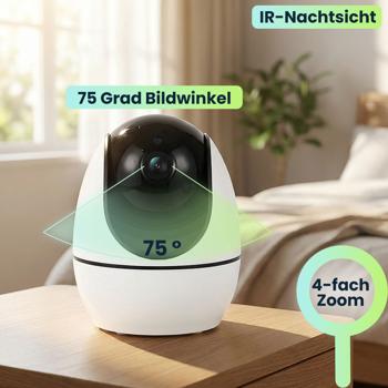 Preview: HD Überwachungskamera mit Monitor, schwenk- & neigbar: SOS Funk-Notrufsender, Gegensprechfunktion, Nachtsicht - ideal für Senioren