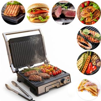 Preview: Leistungsstarker Kontaktgrill mit 2000W und Antihaftbeschichtung – Ideal als praktischer Tischgrill für saftige Steaks und Sandwiches