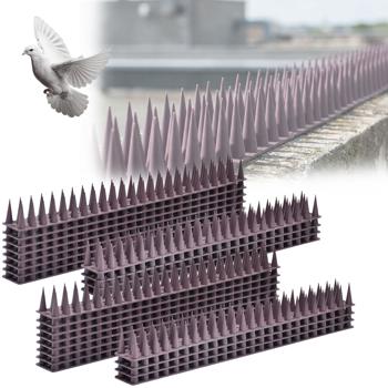 Preview: Lot de 24 pics anti-pigeons, bruns, 10,8 m – répulsifs efficaces en polycarbonate – 3 rangées de pointes contre pigeons, mouettes, martres, chats et écureuils