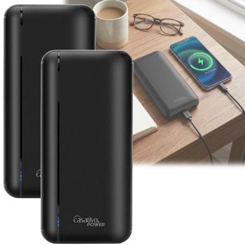 2er-Set Powerbank mit 3 USB Ports, je 20.000 mAh, USB-C & 2 USB-A Ports, Quick Charge 3.0, für iPhone 16, 15, 14, 13, 12, Pro/Max Samsung, iPad, Huawei