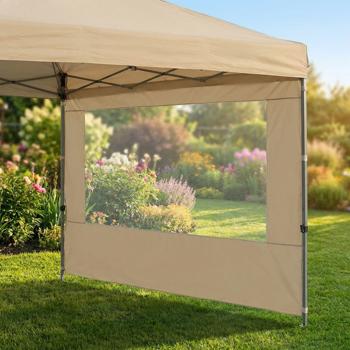 Preview: Barnum pliant ultra-compact 3 x 3 m kaki, 2 parois latérales – tonnelle mobile et solide pour événements, marchés, fêtes, camping