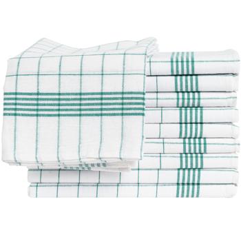 Preview: 10er-Set Geschirrtücher aus 100% Baumwolle, 50x70 cm - Grün Kariert - Saugstarke Küchentücher für Haushalt & Gastro, Oeko-Tex, Premium Abtrockentücher