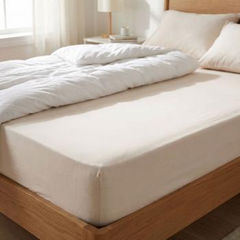 Preview: Drap-housse premium pour lit boxspring et lit à eau - couleur naturelle, 140-160x220 cm - 190 g/m2 coton/élasthanne - bonnet 40 cm - Oeko-Tex - sans repassage & doux