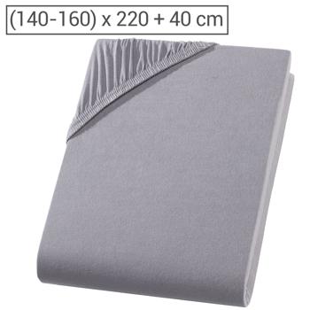 Preview: Drap-housse premium pour lit boxspring & lit à eau - Gris, 140-160x220 cm - 190 g/m² coton/élasthanne - Bonnet 40 cm - Oeko-Tex - Sans repassage & doux