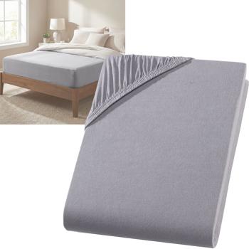 Drap-housse premium pour lit boxspring & lit à eau - Gris, 140-160x220 cm - 190 g/m² coton/élasthanne - Bonnet 40 cm - Oeko-Tex - Sans repassage & doux