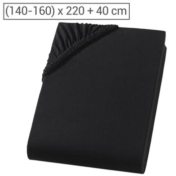 Preview: Drap-housse premium pour lit boxspring et lit à eau - Noir, 140-160x220 cm - 190 g/m2 coton/élasthanne - Bonnet 40 cm - Oeko-Tex - Infroissable & Doux