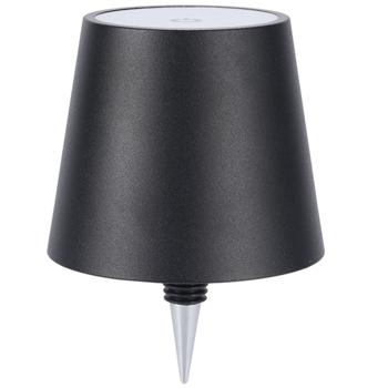 Preview: Set da 2 lampade a bottiglia, batteria con autonomia 8 h: dimmerabili – 3600 mAh – 3 colori di luce, nero – illuminazione d’atmosfera – luce per bottiglia con paralume in metallo