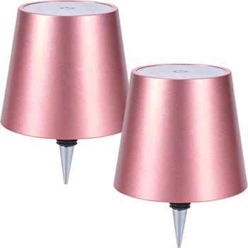 Preview: Set da 2 lampade a bottiglia, batteria 8 h: dimmerabili – 3600 mAh – 3 colori di luce, rose gold – illuminazione d’atmosfera – luce per bottiglia con paralume in metallo