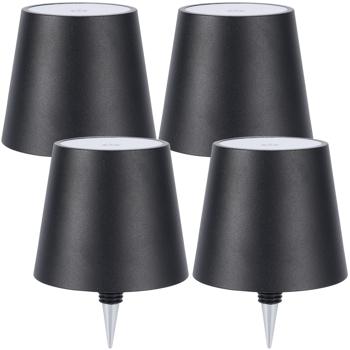 Preview: Set di 2 lampade per bottiglia, batteria 8 h ad alta potenza: dimmerabile – 3600 mAh – 3 colori di luce, nero – illuminazione d’atmosfera – luce per bottiglia con paralume in metallo