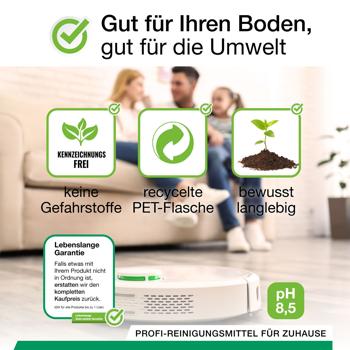 Preview: Holz-Bodenreiniger-Konzentrat für Wischroboter, Zitronenduft, vegan, 1 L, biologisch abbaubar, schnell trocknend