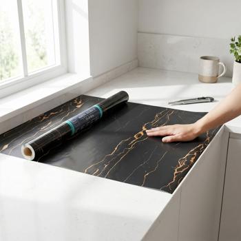 Hochwertige Klebefolie Schwarzer Marmor – Moderne Dekofolie, selbstklebend, 45cmx200cm