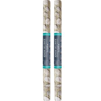 Preview: Set de 2 films adhésifs modernes motif galets, gris – film décoratif de haute qualité, auto-adhésif, 45 cm x 200 cm