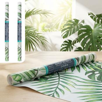 Set de 2 films adhésifs exotiques motif jungle – film décoratif moderne, 45 x 200 cm – film autocollant estival