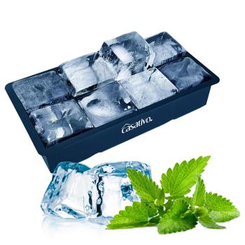 Preview: Stampo per cubetti di ghiaccio in silicone XXL (8 scomparti, 5x5 cm): grandi cubetti di ghiaccio, capacità di 1 litro - Stampo per cubetti di ghiaccio senza BPA, resistente e riutilizzabile